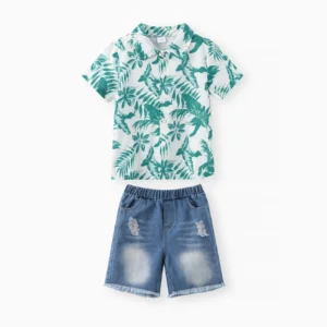 2pcs Casual Tropical Floral Set