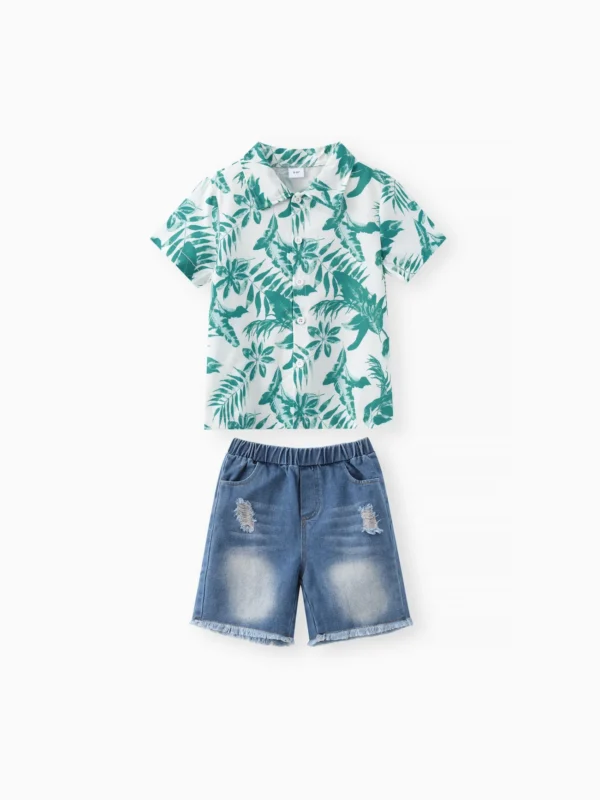 2pcs Casual Tropical Floral Set